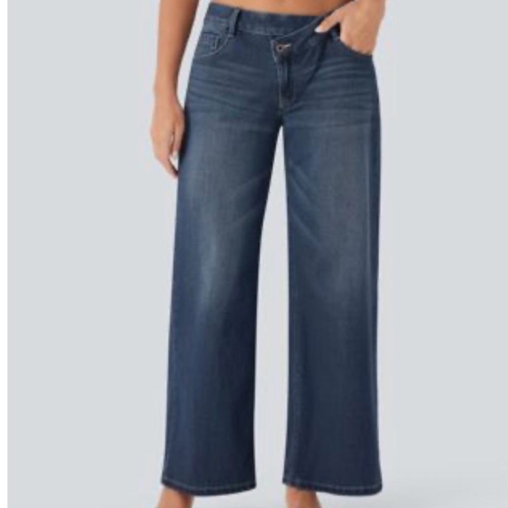 HALARA Women's Flare & Wide Leg Jeans - Dark Blue